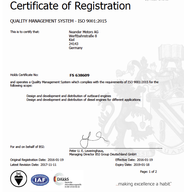 Update ISO9001 certificate